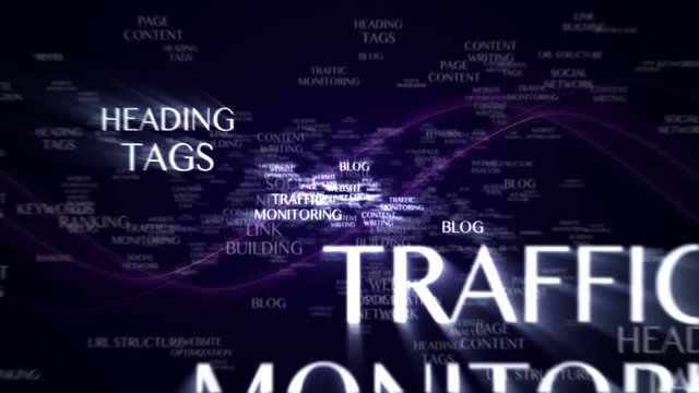 SEO, Search Engine Optimization Keywords Animation, Rendering, Background, Loop, 4k