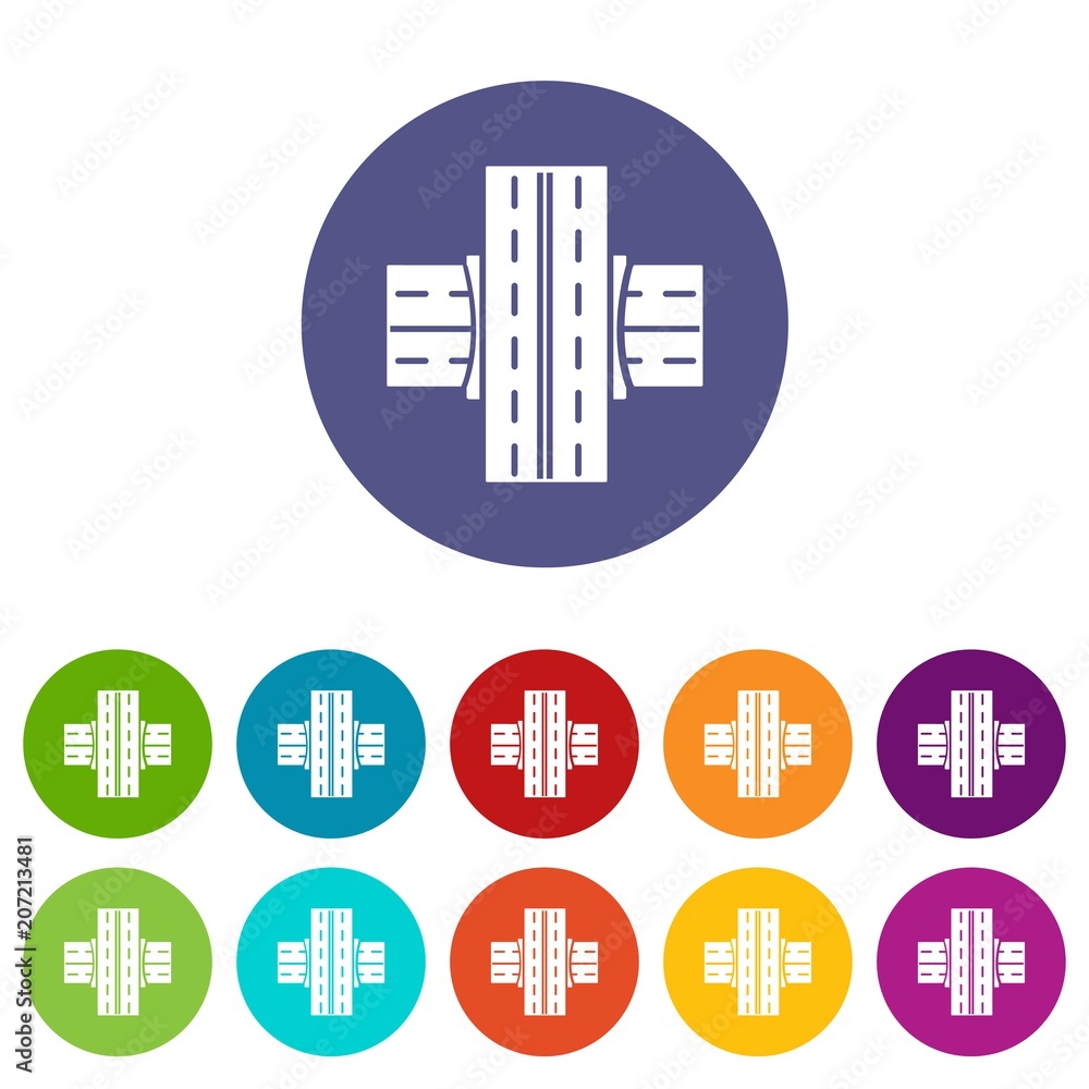 Poster bridge over roadicons color set vector for any web design on white background