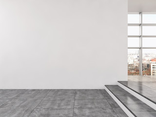 Modern bright interiors apartment 3D rendering illustration