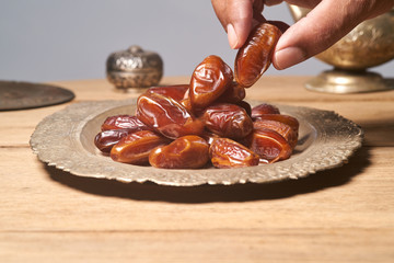 sweet dried dates fruit or Dates Palm fruit