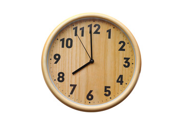Round wooden clock isolated