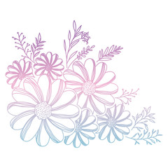 Fototapeta na wymiar flower and leafs decorative icon vector illustration design
