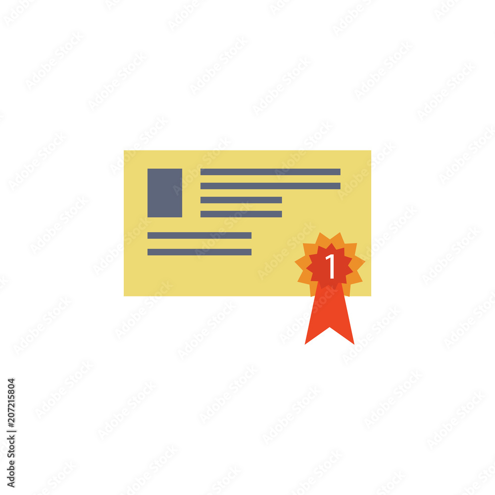 Poster certificate for first place colored icon. element of school icon for mobile concept and web apps. de