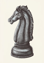 Hand-drawn chess knight illustration © Rawpixel.com