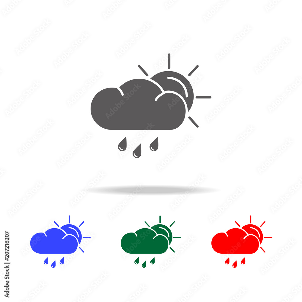 Aufkleber sun behind the cloud with drizzle icon. elements of weather in multi colored icons. premium quality 