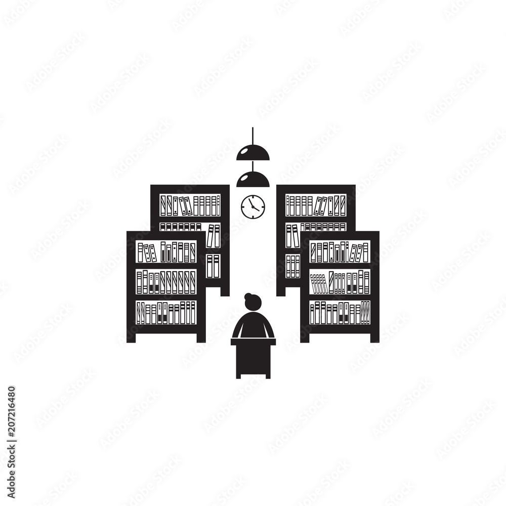 Poster library with books illustration. element of library icon for mobile concept and web apps. detailed l