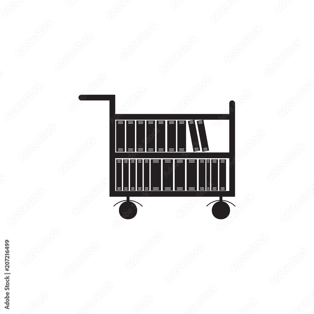 Poster books in a cart illustration. element of library icon for mobile concept and web apps. detailed book