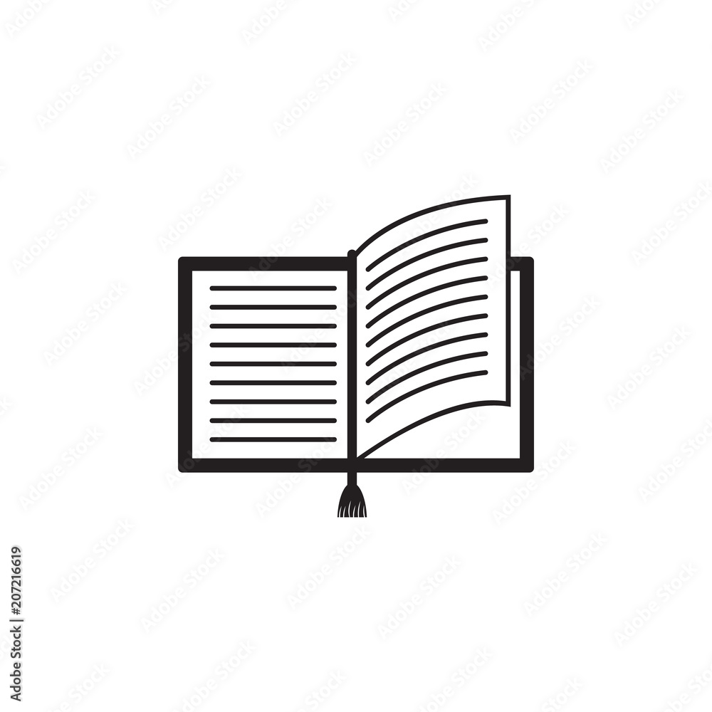 Poster open book with a bookmark illustration. element of library icon for mobile concept and web apps. det