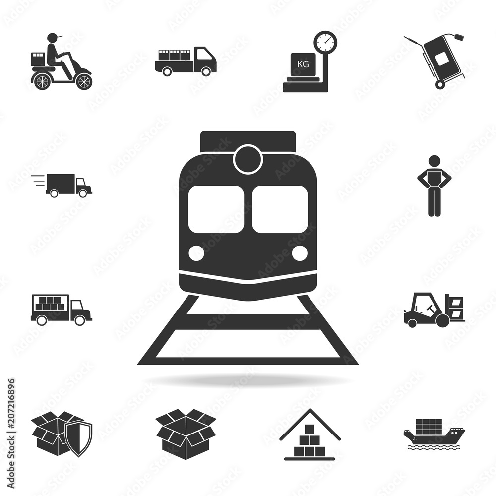 Poster train view from the front icon. detailed set of logistic icons. premium graphic design. one of the c