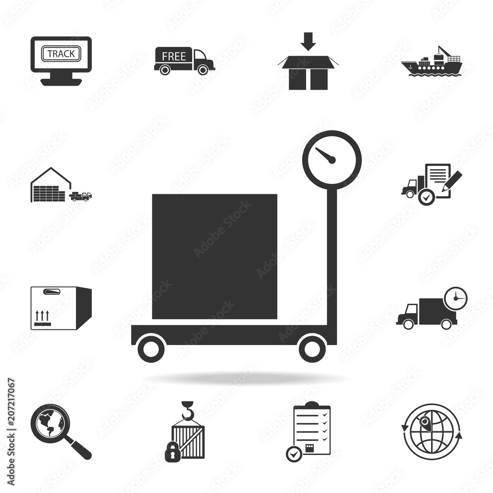 Poster packing box weighing icon. detailed set of logistic icons. premium graphic design. one of the collec