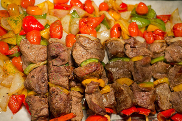 buffet food, catering food party at restaurant, mini canapes, snacks and appetizers, wedding celebration