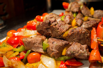 buffet food, catering food party at restaurant, mini canapes, snacks and appetizers, wedding celebration