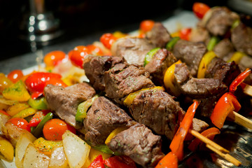 buffet food, catering food party at restaurant, mini canapes, snacks and appetizers, wedding celebration