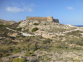 Fototapeta na wymiar El Playazo de Rodalquilar,en el municipio de Níjar, cerca de la población de Rodalquilar en el Cabo de Gata, Almeria ( Andalucia, España)