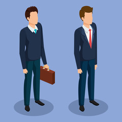 business men isometric avatars vector illustration design