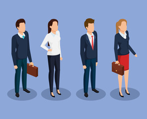 business people isometric avatars vector illustration design