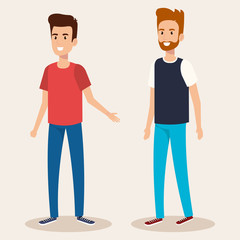 Obraz premium young boys avatars characters vector illustration design