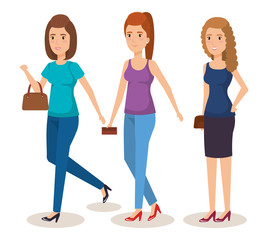 Fototapeta premium young girls avatars characters vector illustration design