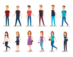 group of young people avatars vector illustration design