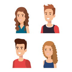 group of young people avatars vector illustration design