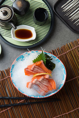 fresh salmon shashimi sushi on fresh ice