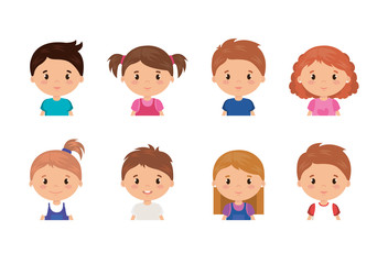 little kids friendly characters vector illustration design