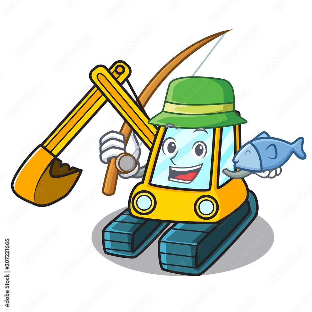 Canvas Prints fishing excavator mascot cartoon style