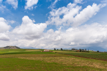 Obraz premium Rural landscape from the mountains between Cusco and Urubamba, in Peru