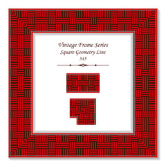 Vintage square 3D frame red square geometry cross line
