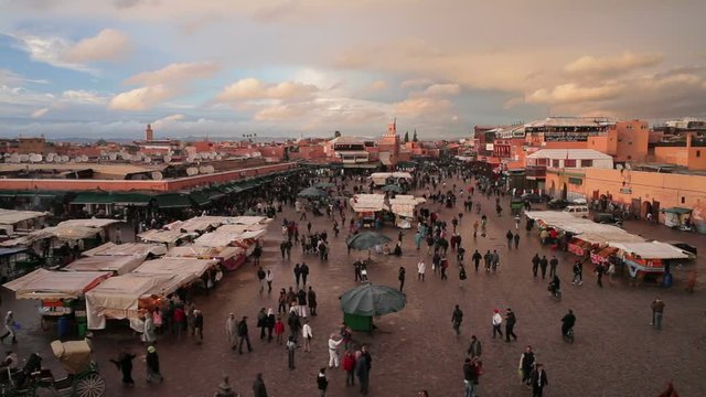Elevated view over the Djemaa el-Fna, Marrakech, Marrakesh, Morocco, North Africa, Africa