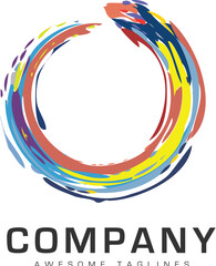 Abstract circle business company logo. Corporate circle rainbow color identity design element. Color circle segments mix,