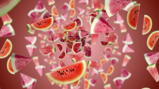 Falling WATERMELONS Background, Loop, with Alpha Channel, 4k
