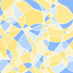 abstract wavy shapes. vector seamless pattern. yellow and blue background