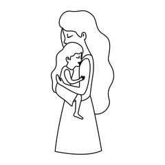 mother lifting daughter characters vector illustration design