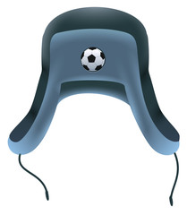 Russian winter hat with soccer ball icon