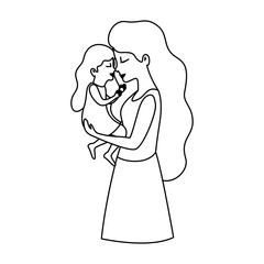 mother lifting daughter characters vector illustration design