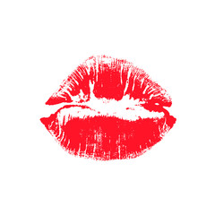 Red lipstick kiss. Sexy lips makeup