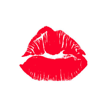 Sexy lips makeup. Red lipstick kiss