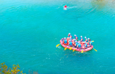  Water rafting on the rapids of koprucay river . Koprucay River is most popular rafters in Turkey