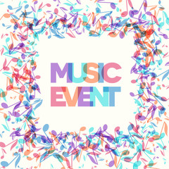 Colorful Music Event notes background. Vector Illustration. Musical poster template. 