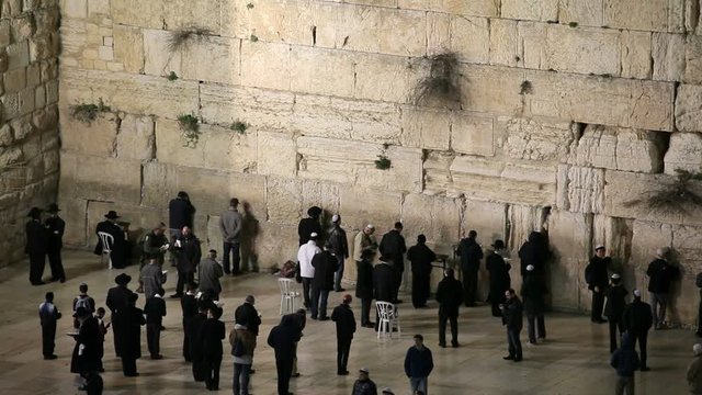  Old City, Jewish Quarter of the Western Wall Plaza, with people praying at the wailing wall,  Jerusalem, Israel,