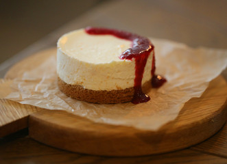 Bright macro photo delicious sweet cheese dessert