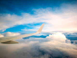 Fototapeta na wymiar Aerial View from an Airplane Window flying over New Zealand to Australia 