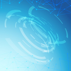 Futuristic abstract gear wheel over light blue gradient layout