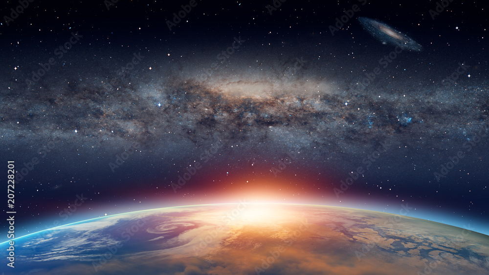 Poster planet earth with a spectacular sunset 