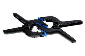 two plastic clamps, photo on the white background