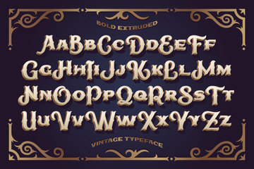 Bold vintage typeface with volume gradient effect and classic ornate frame