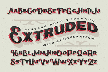 Vector extruded classic old style font set
