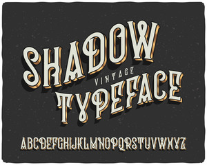 Vector vintage font with gradient extruded effect