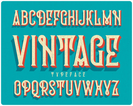 Vintage extruded typeface covered with noisy texture